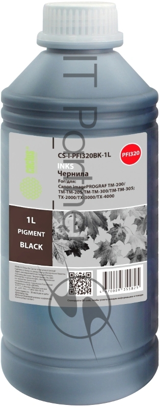 Чернила Cactus CS-I-PFI320BK-1L PFI-320/120 черный 1000мл для Canon imagePROGRAF TM-200/TM-205/TM-300/TM-30