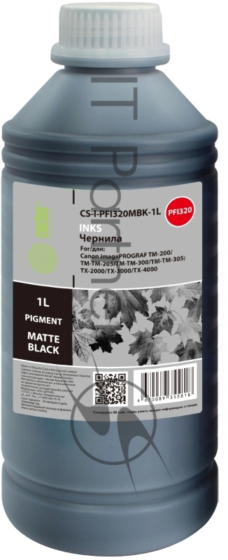 Чернила Cactus CS-I-PFI320MBK-1L PFI-320/120 черный матовый 1000мл для imagePROGRAF TM-200/TM-205/TM-300/TM-305;TX-2000/TX-3000/TX-4000