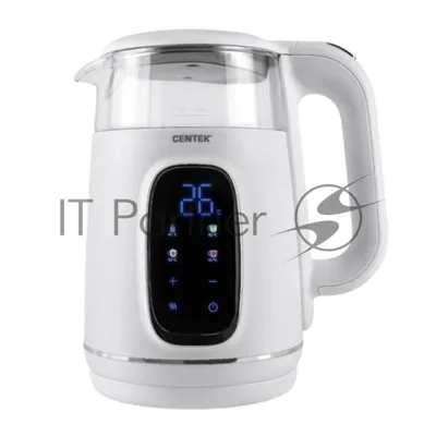 Электрочайник Centek CT-0052 белый, 1.7 л, 2200 Вт, скрытый нагревательный элемент, поддержание температуры