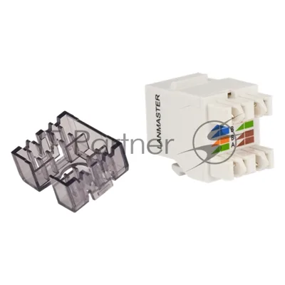 Модуль Keystone, RJ45, неэкранированный, кат.6, со встроенной шторкой, 180 градусов, белый