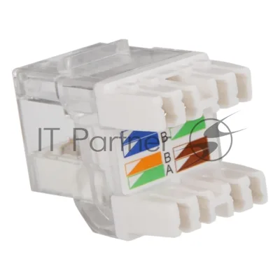 Модуль розеточный с индикатором Keystone, RJ45, кат.5E, UTP, 180 градусов, с индикатором, белый