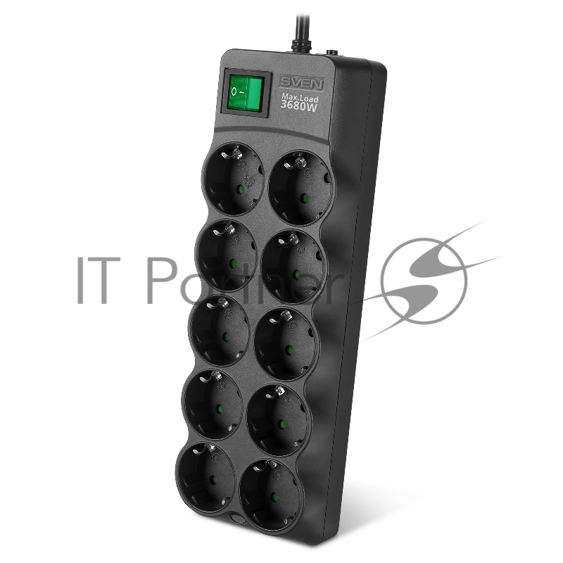 Сетевой фильтр SVEN SF-10E-16 3,0 м (10 розеток) черный