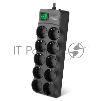 Сетевой фильтр SVEN SF-10E-16 3,0 м (10 розеток) черный