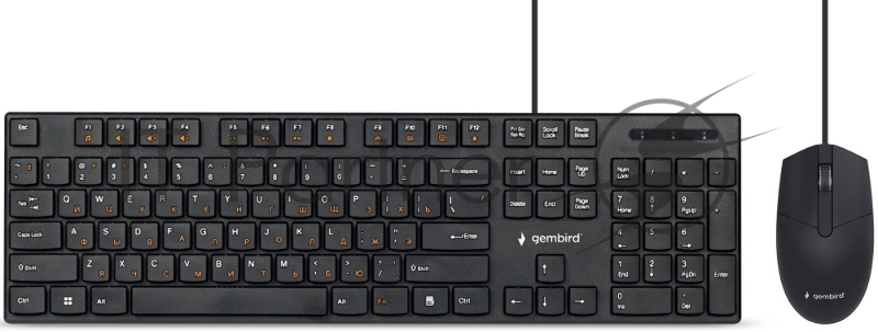 Комплект клавиатура+мышь Gembird KBS-9050L проводной, USB, 1000 DPI, чёрный