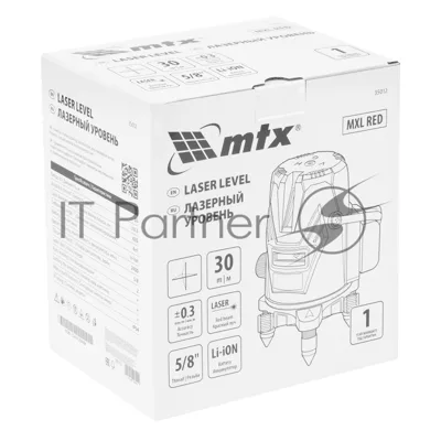 Лазерный уровень MTX MXL RED, 30 м, красный луч, акк. Li 2400 mAh, сумка, резьба 5/8"