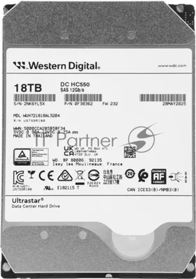 Жесткий диск HDD WD Ultrastar DC HC550 18Tb 7200rpm SAS 512Mb 3.5"