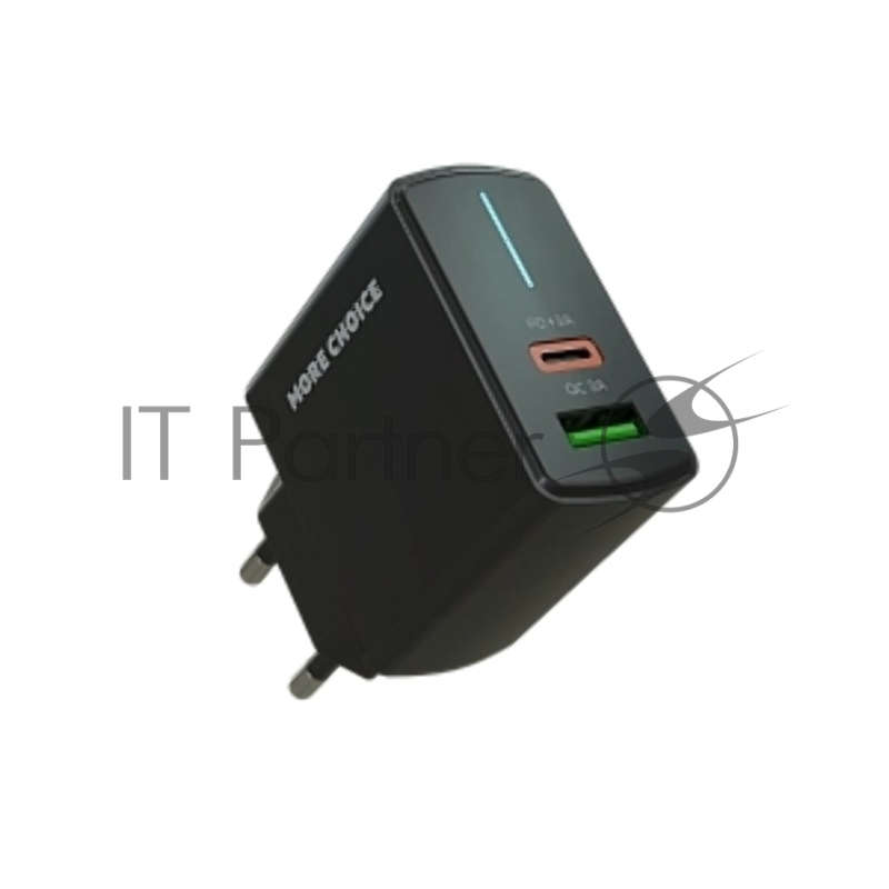 Сетевое зарядное устройство MORE CHOICE NC61a черный - 1USB+1USB-C 3.0A PD 20W+QC3.0 быстрая зарядка для Type-C