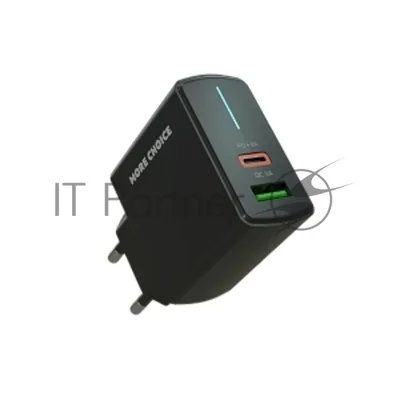 Сетевое зарядное устройство MORE CHOICE NC61a черный - 1USB+1USB-C 3.0A PD 20W+QC3.0 быстрая зарядка для Type-C