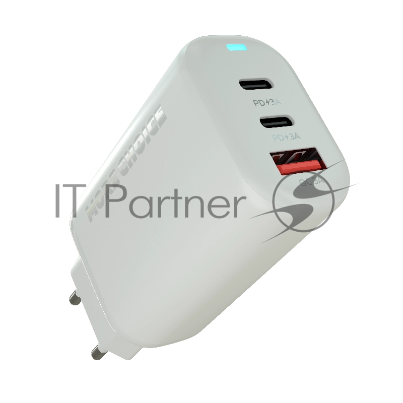 Сетевое зарядное устройство MORE CHOICE NC79a 1USB+2Type-C 3.0A PD 65W быстрая зарядка для Type-C 2м белый