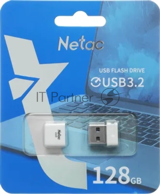 Флешка USB Netac U116 mini (NT03U116N-128G-32WH), 128Gb, USB 3.2, R/W 90/30, белый
