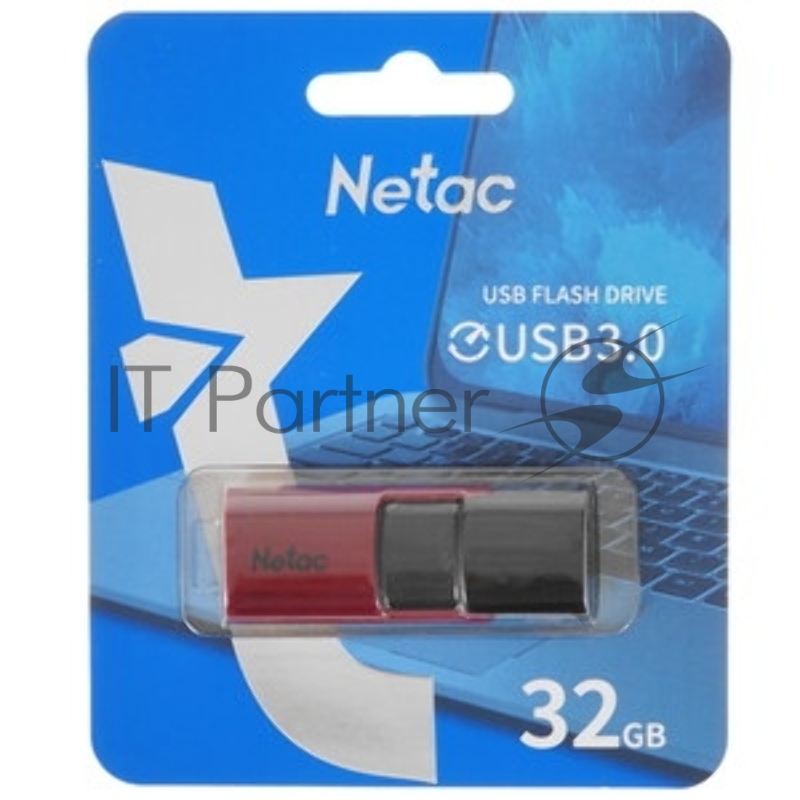 Флешка USB Netac U182 (NT03U182N-032G-32RE), 32Gb, USB 3.0, R/W 70/30, красный/черный