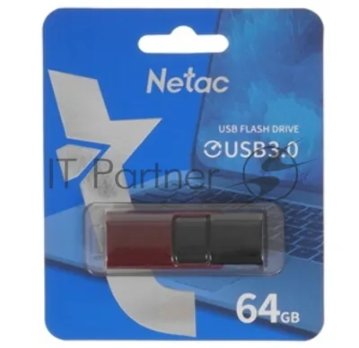 Флешка USB Netac U182 (NT03U182N-064G-32RE), 64Gb, USB 3.0, R/W 70/30, красный/черный