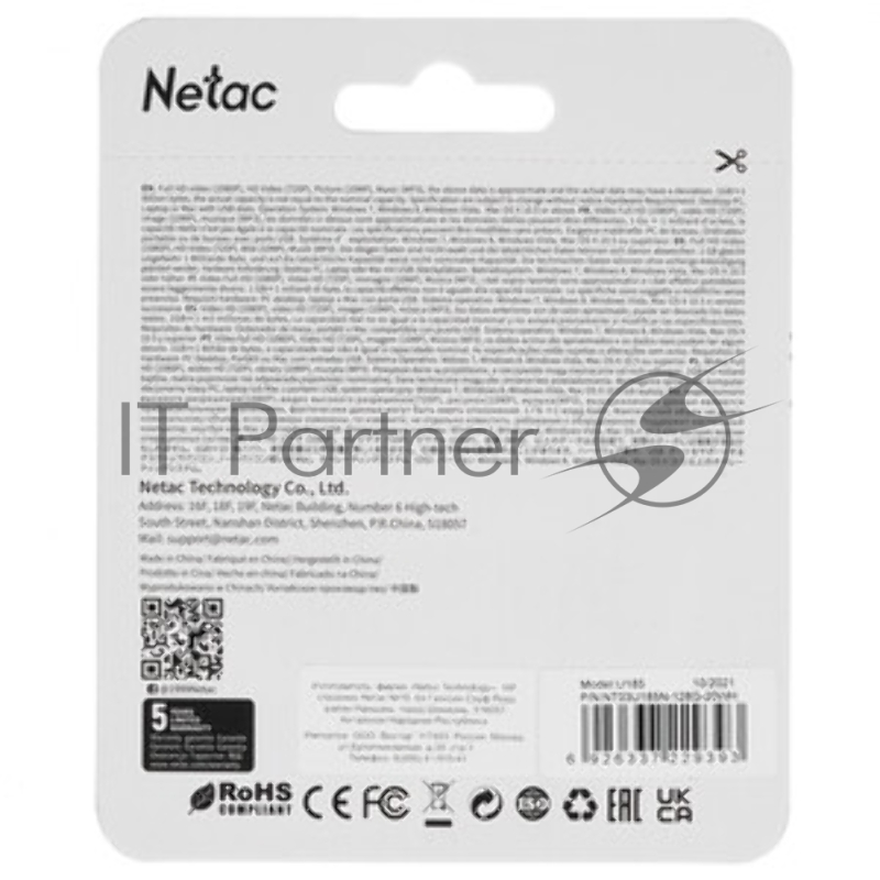 Флешка USB Netac U185 USB 3.0 Flash 128Gb NT03U185N-128G-32WH, LED индикатор NETAC