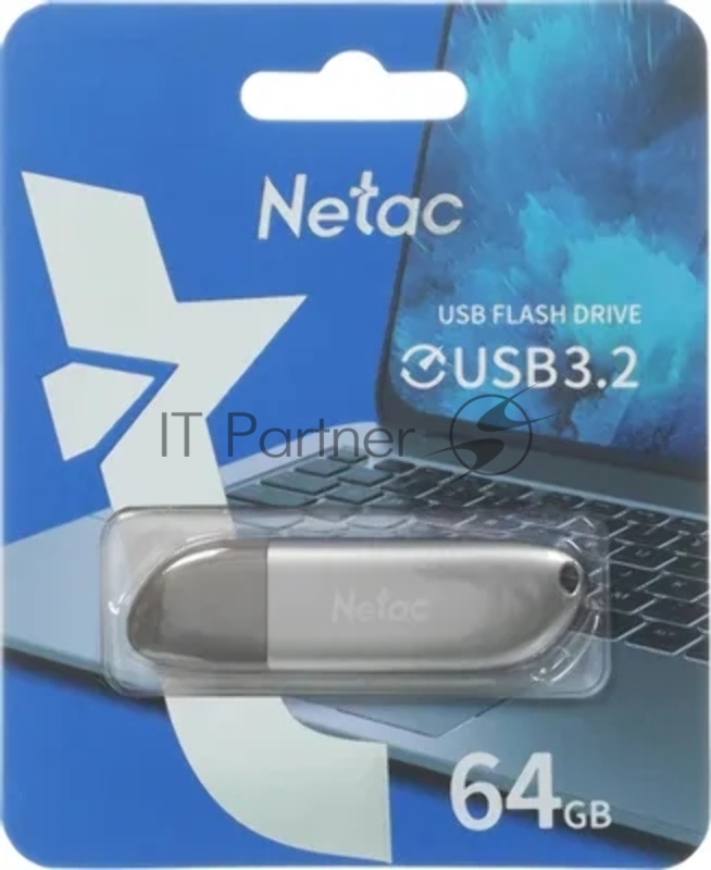 Флешка USB Netac U352 (NT03U352N-064G-32PN), 64Gb, USB 3.0, R/W 110/50, серебристый