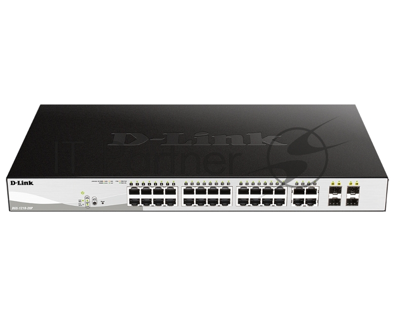 Коммутатор D-Link DGS-1210-28P/FL2A, 24×1 Гбит/с + 4×1 Гбит/с Combo, настраиваемый