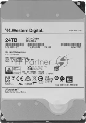 Жесткий диск серверный Western Digital 3.5" 24Tb Ultrastar DC HC580 WUH722424ALE604 SATA