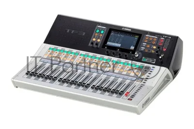 Микшер Yamaha TF3 ZG70960 цифровой, 24 аналоговых XLR/TRS MIC/LINE + 2 аналоговых RCA стерео линейных входа, 16 аналоговых XLR выходов, 25 моторизированных фейдера, 48 входных микшируемых каналов, USB 2.0