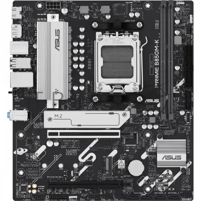 Материнская плата ASUS PRIME B850M-K, AM5, AMD B850, 2xDDR5, 4xSATA, 2xM.2, 1xPCIe 5.0 x16, 1xPCIe 4.0 x8, DisplayPort, HDMI, 1x2.5Gb LAN, 8xUSB, 3x3.5 мм, 7.1, microATX