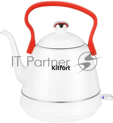 Чайник электрический Kitfort КТ-6793 1л. 1500Вт белый/красный корпус: металл