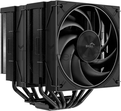 Кулер для процессора SAMA A60B черный, 2x120 мм, алюминий/медь, 800-2200 об/мин, 29 дБ, 4 pin PWM, 265 Вт, высота 156.5 мм