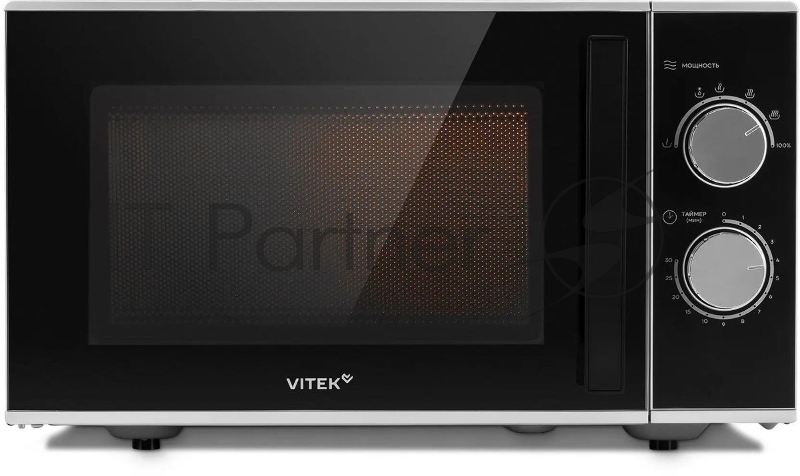 Микроволновая печь Vitek VT-MW0823 серебристый/черный, 23 л, 900 Вт, переключатели - поворотный механизм