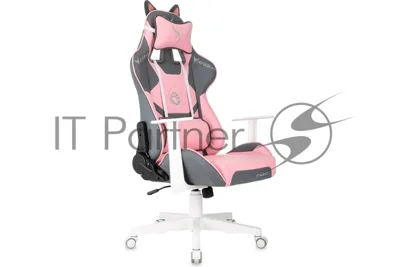 Кресло игровое Knight Catzy серый/розовый эко.кожа крестов. пластик пластик белый