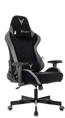 Кресло игровое Knight Regal Fabric черный/серый, иск. замша, крестов. металл