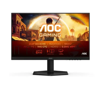 Монитор 23.8" AOC 24G42E IPS 1920x1080, 180 Гц, 0.5 мс, 16:9, 300 кд/м², 2xHDMI 2.0, DP 1.4, 3.5 мм, Adaptive-Sync, HDR10, черный
