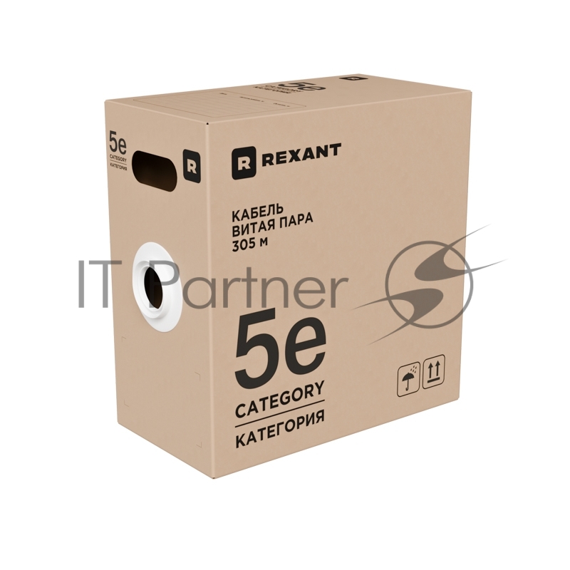 Кабель витая пара Rexant F/UTP, cat.5e, PE, 4х2х0,52 мм, 24AWG, OUTDOOR, SOLID, черный, 305м