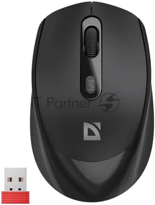 Мышь беспроводная Defender Vision MS-376 черный, 1600 dpi, радиоканал, Bluetooth, USB, кнопки - 4