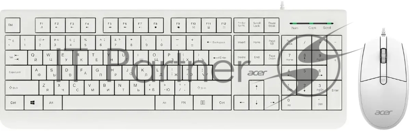 Комплект клавиатура+мышь Acer OCC400 проводной, USB, 2000 DPI, белый