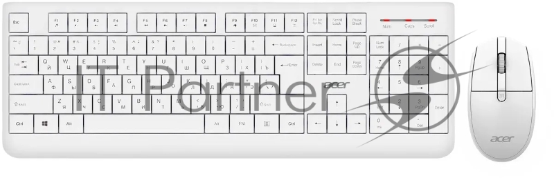 Комплект клавиатура+мышь Acer OCC401 беспроводной, USB, 1600 DPI, белый