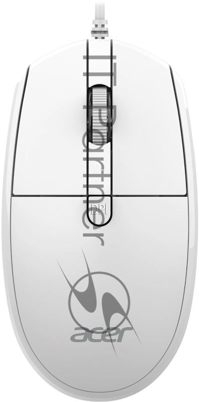 Мышь проводная Acer OMW401 белый, 2000 dpi, USB, кнопки - 4