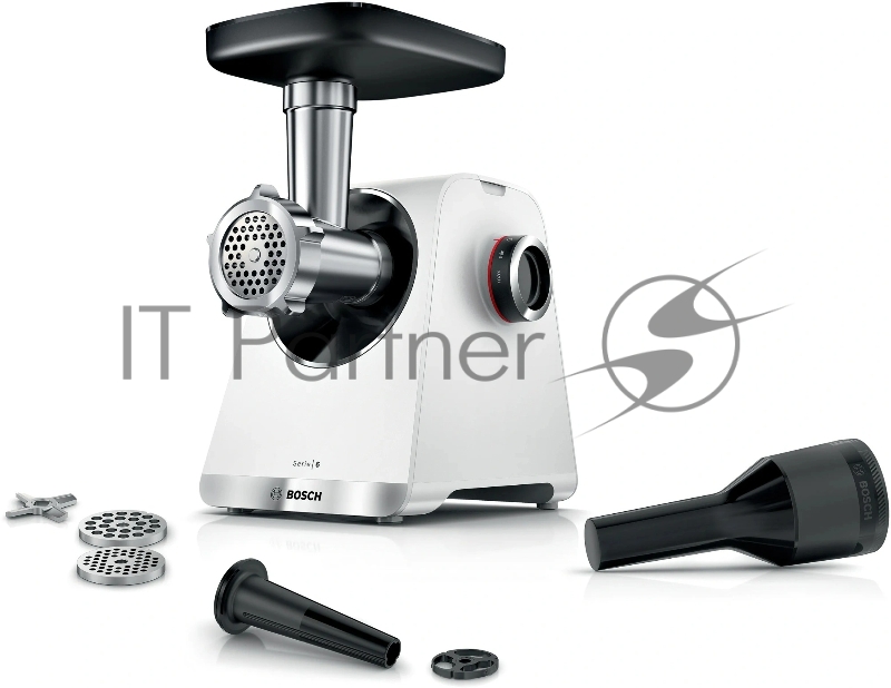 Мясорубка электрическая Bosch MFWS609W белый/черный, 2100 Вт, 3.5 кг/мин, реверс, насадки - 4