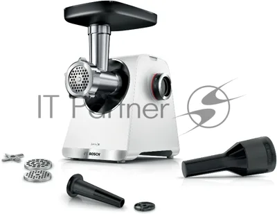 Мясорубка электрическая Bosch MFWS609W белый/черный, 2100 Вт, 3.5 кг/мин, реверс, насадки - 4