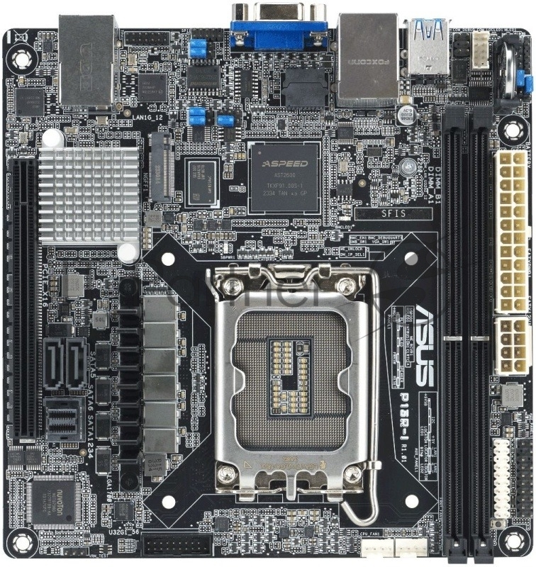 Материнская плата серверная ASUS P13R-I, LGA1700, Intel C262, 2xDDR5 (ECC), 6xSATA, 1xM.2, 1xPCIe 5.0 x16, 1xVGA, 3x1Gb LAN, 2xUSB-A 5Gbps, 2xUSB-A 10Gbps, mITX