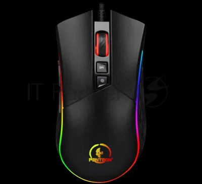 Мышь проводная Jet.A Panteon PS80 черный, 5000 dpi, USB, кнопки - 9