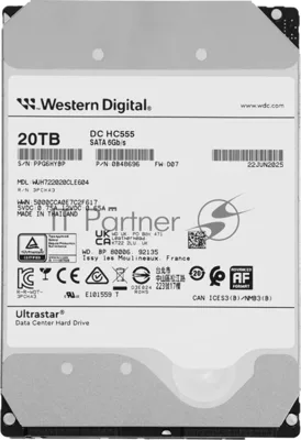 Жесткий диск Western Digital SATA 20Tb 7200RPM 6Gb/S 512MB DC HC555 WUH722020CLE604_0B48696