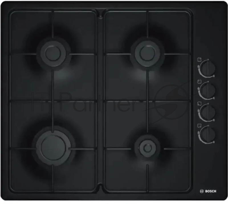 Газовая варочная поверхность Bosch PBP6C6K80Q, 4 конфорки, эмалированная сталь, 7400 Вт