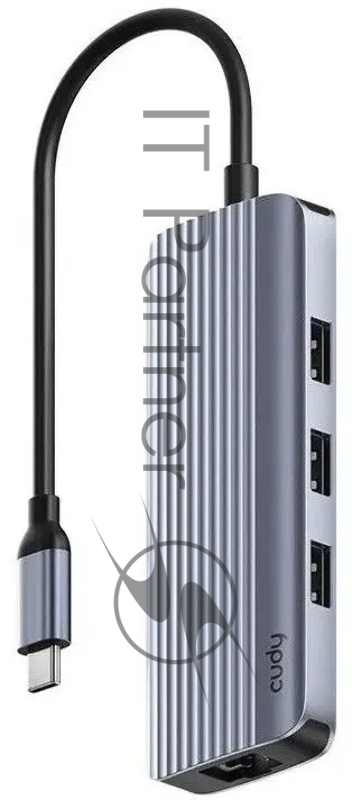 USB-концентратор CUDY UH606, USB Type-C, HDMI + RJ-45 + USB, USB Type-C