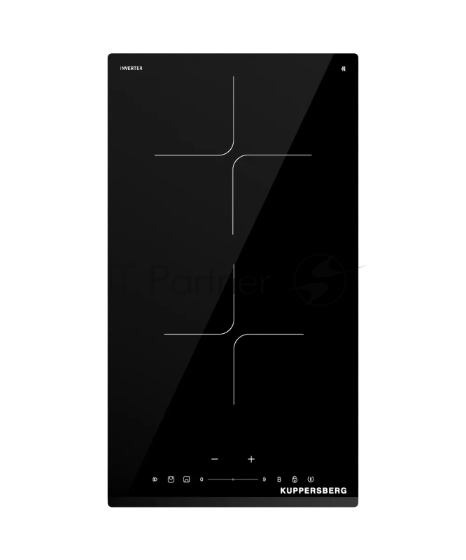 Индукционная варочная панель Kuppersberg ICI 306, High-Tech, индукция, 30 см, 2 зоны нагрева, 9 уровней мощности, inverter, таймер, пауза, Booster, слайдерное управление, черный
