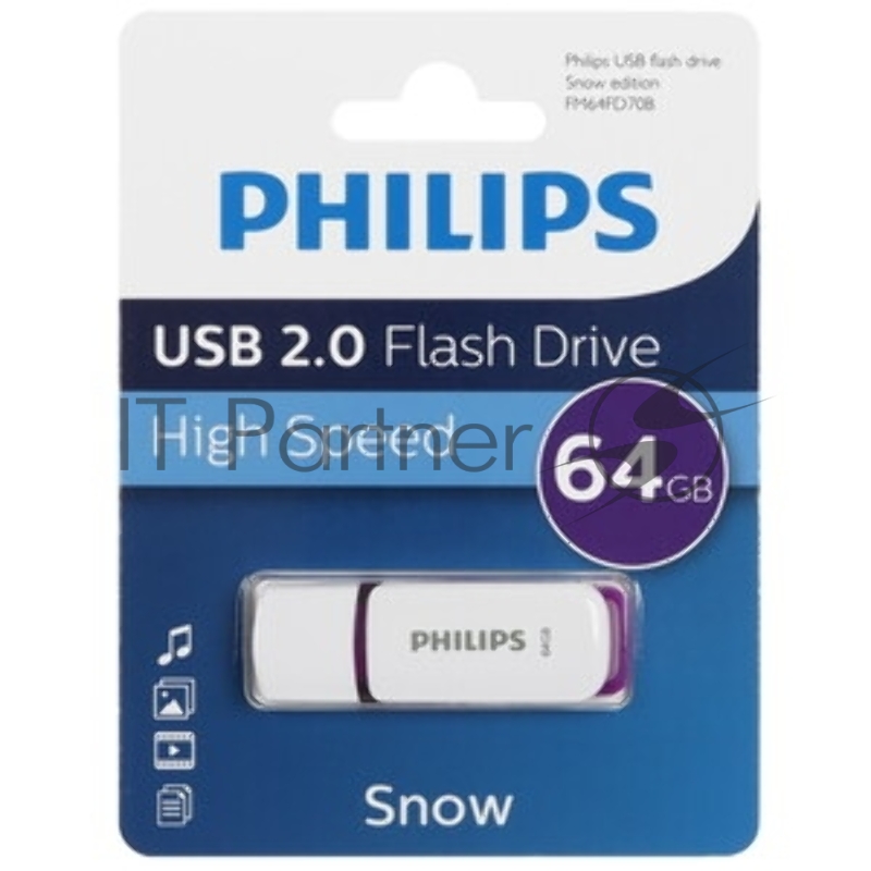 Флешка USB 64Gb PHILIPS IRON 2.0 64Gb, USB 2.0