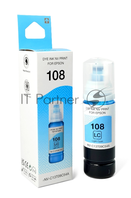 Чернила NVPrint 108 (NV-C13T09C54A) для Epson L8050, L18050 (70 мл) Light Cyan (в коробке) совместимые