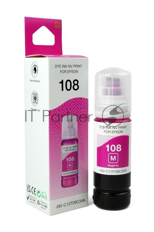 Чернила NVPrint 108 (NV-C13T09C34A) для Epson L8050, L18050 (70 мл) Magenta (в коробке) совместимые