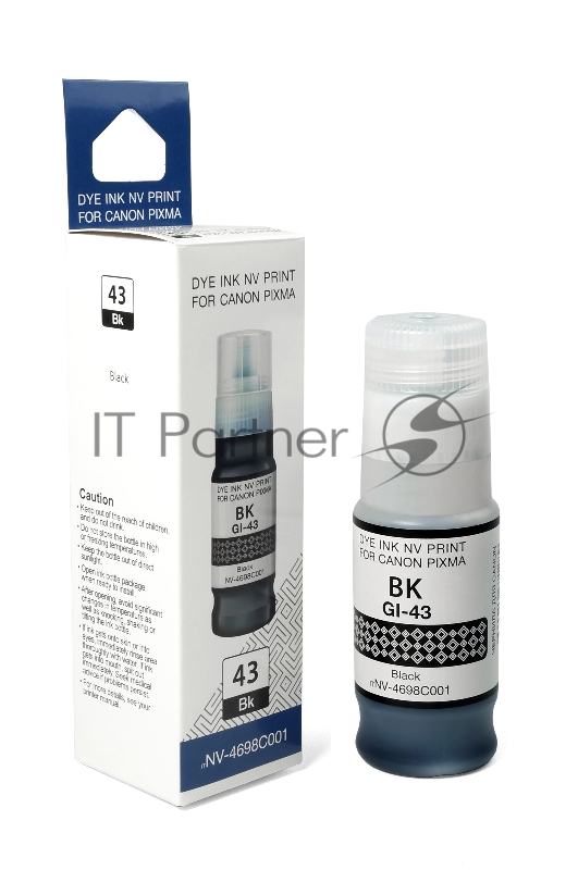 Чернила NVPrint GI-43 BK (NV-4698C001) для Canon Pixma G540, G640 (70 мл) черный (в коробке) совместимые