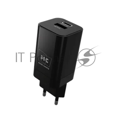 Сетевое зарядное устройство MORE CHOICE NC85 1USB+1Type-C 3.0A PD 20W+QC3.0, черный