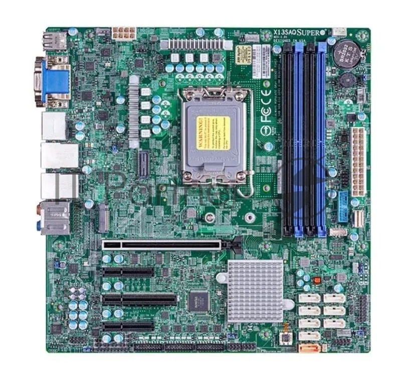 Материнская плата Supermicro X13SAQ, LGA1700, Intel Q670E, 4xDDR5 UDIMM, 8xSATA 6Gb/s, 1xM.2 PCIe 4.0, 1xPCIe 5.0 x16, 1xPCIe 4.0 x4, 1xPCIe 3.0 x4, 1xPCIe 3.0 x2, 1xVGA, 1xDVI-D, 1xHDMI, 1xDisplayPort, 2x 2.5Gb LAN, 2xUSB 3.2 Gen2 Type-A, 2xUSB 3.2 Gen2x2 Type-C, 2xUSB 2.0, S/PDIF, 7.1, microATX