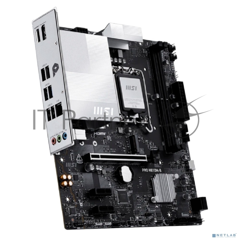 Материнская плата MSI PRO H810M-B, LGA1851, Intel H810, 2xDDR5, 4xSATA, 1xM.2, 1xPCIe 5.0 x16, DisplayPort, HDMI, 1x2.5Gb LAN, 3x3.5 мм, 7.1, microATX