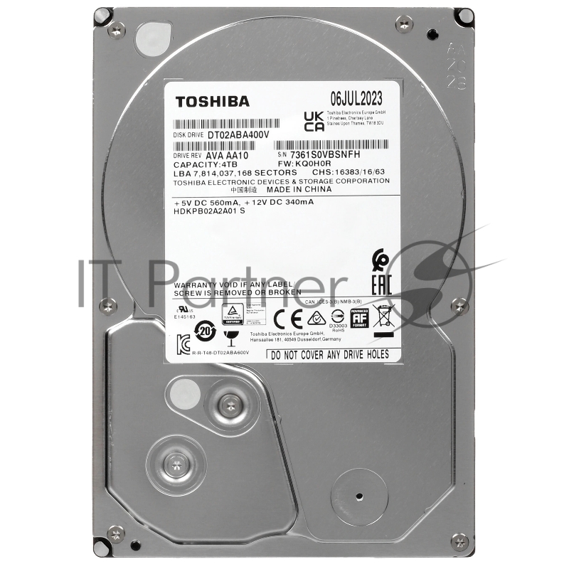 Жесткий диск HDD Toshiba DT02-V 4Tb 5400rpm SATA-III 128Mb 3.5"