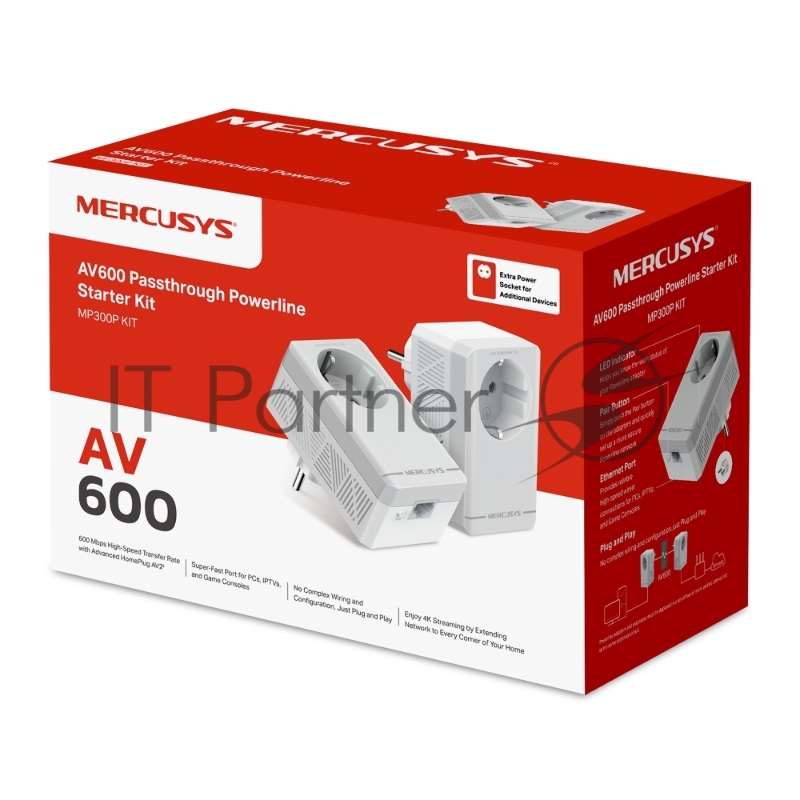 Комплект адаптеров Powerline с розеткой Mercusys MP300P KIT